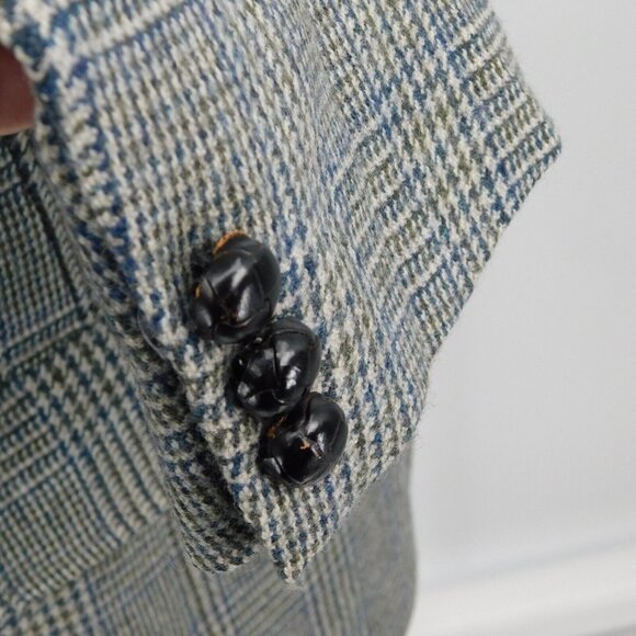 Mens Gray Glen Plaid 2 Button Wool Sport Coat Size 42 Wellington Clothes Vintage - Picture 5 of 7